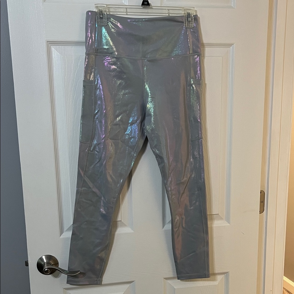 ZYIA silver metallic light n tights w/ pockets